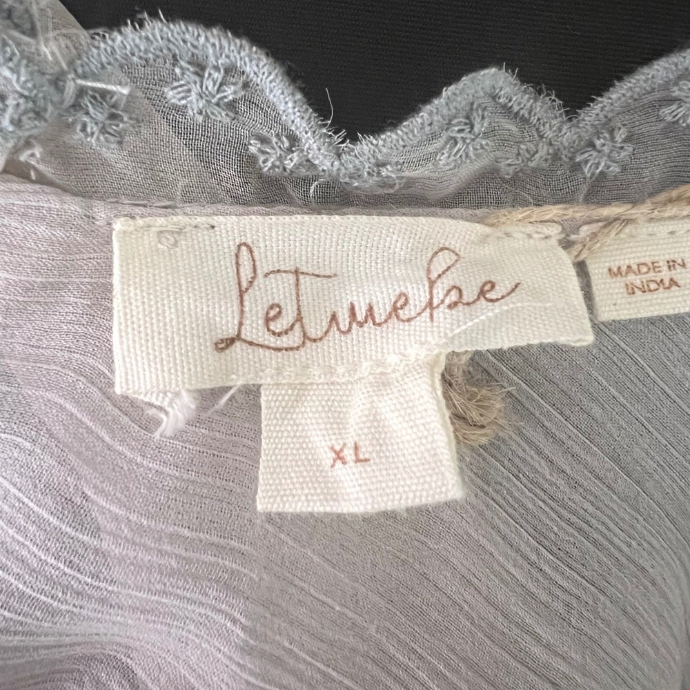 NWT-Let Me Be Anthropologie Camisole XL Cream Sequin Floral Hanky Hem Boho Fairy - Picture 6 of 14